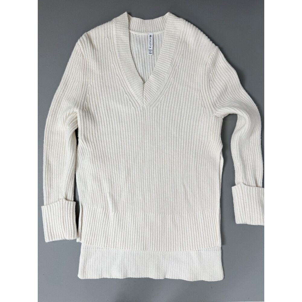 Athleta Sweater Oversized Wool Relaxed Chunky Knit Ivory $149 - Picture 11 of 11